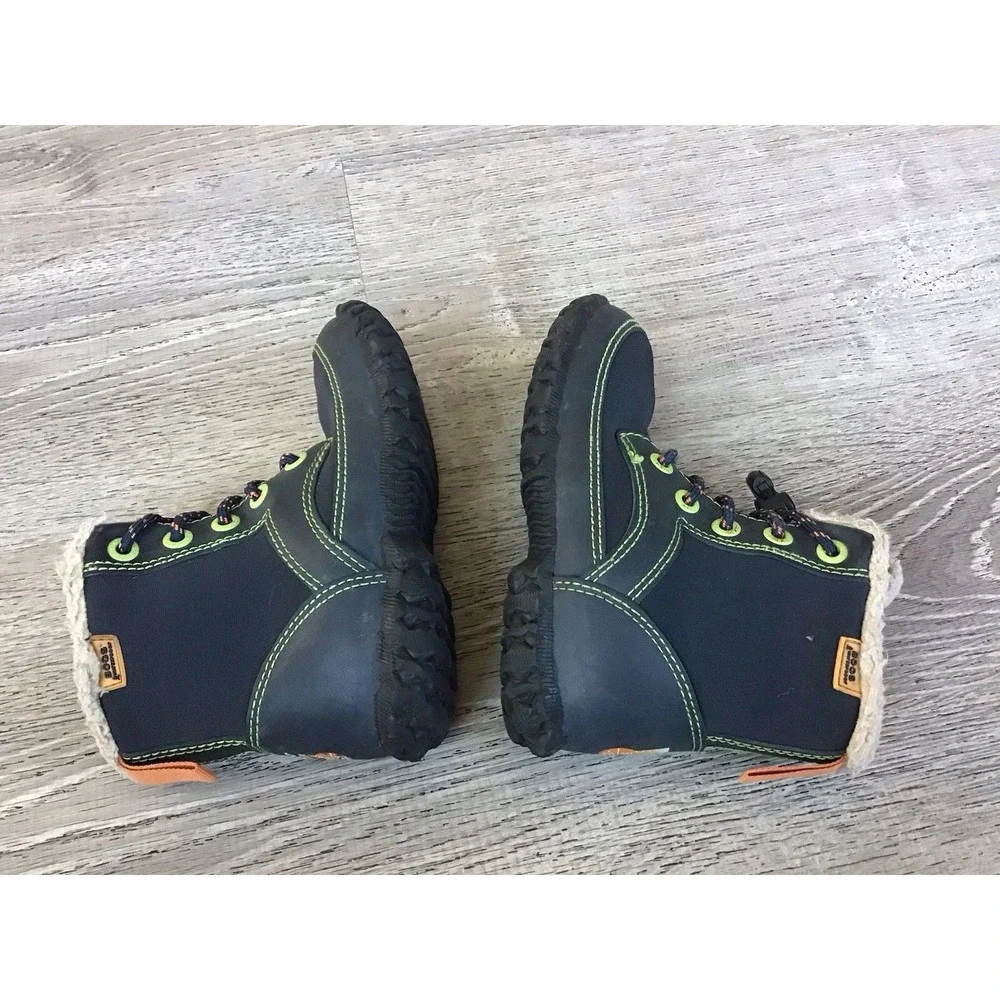 Bogs Skyler Lace Up Snow Boot Youth 11 Navy Blue Insulated Waterproof Faux Fur